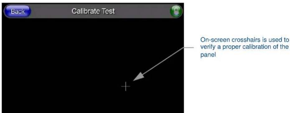 Back Calibrate Test On-screen crosshairs is used to verify a proper calibration of the panel