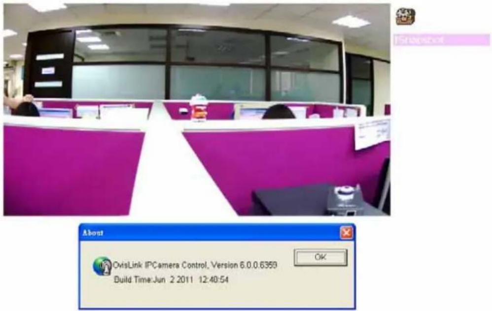OvisLink IPCamera Control, Version 6.0.0.6359 Build Time: Jun 2 2011 12:40:54 About OK