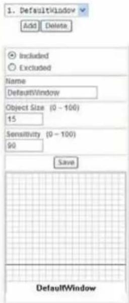 1. DefaultWindow Add Delete Included Excluded Name DefaultWindow Object Size (0 - 100) 15 Sensitivity (0 - 100) 90 Save DefaultWindow