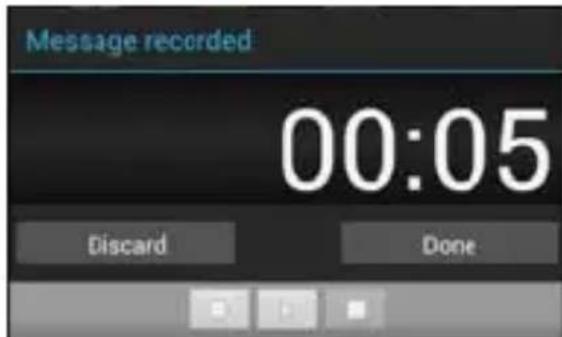 Message recorded 00:05 Discard Done