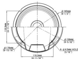 φ165MM (8-1/2°) φ158MM (8-5/32°) 4- φ4.5MM HOLE (3/16°) φ170MM (8-10/16°) 110.9MM (4-11/32°)