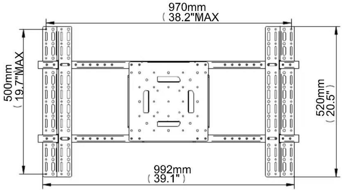 970mm (38.2"MAX) 500mm (19.7"MAX) 520mm (20.5") 992mm (39.1")