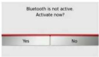 Bluetooth is not active. Activate now? Yes No