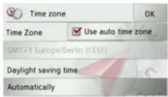 Time zone OK Time Zone Use auto time zone GMT+1 Europe/Berlin (CEST) Daylight saving time Automatically