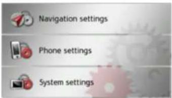 Navigation settings Phone settings System settings