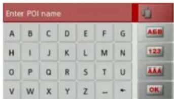 Enter POI name A B C D E F G H I J K L M N O P Q R S T U V W X Y Z - + AEB 123 AAA OK