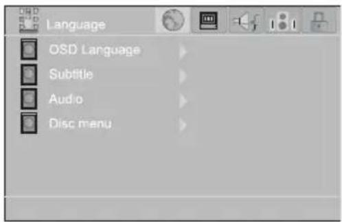 Language OSD Language Subtitle Audio Disc menu