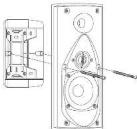 Technical diagram showing exploded view and assembled view of a mechanical device with labeled components and a tool.