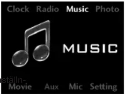 Clock Radio Music Photo MUSIC ställn- Movie Aux Mic Setting
