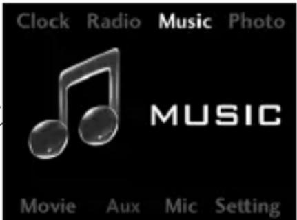 Clock Radio Music Photo MUSIC Movie Aux Mic Setting