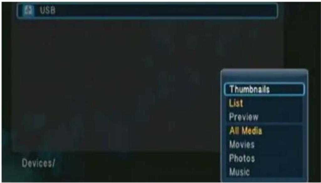USB Thumbnails List Preview All Media Movies Photos Music