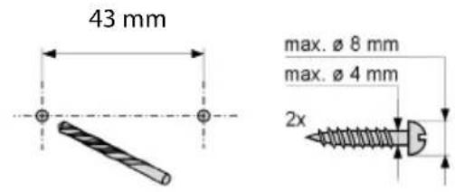 43 mm max. ø 8 mm max. ø 4 mm 2x