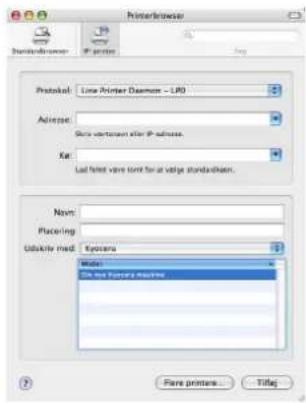 PrinterBrowser StandardBrowser: IP printer Protocol: Line Printer Daemon - LPD Admissor: Ski vertenset efter IP adress. Kai: Lad filter vare font for a valge standardised. Name: Placing: Usbikite med: Epocera Note: Use the Epocera medium Pare printers... Title: