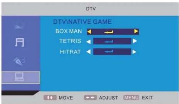 DTV DTV\NATIVE GAME BOX MAN TETRIS HITRAT MOVE ADJUST MENU EXIT
