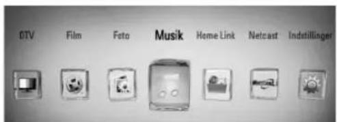 DTV Film Foto Musik Home Link Netcast Indstillinger