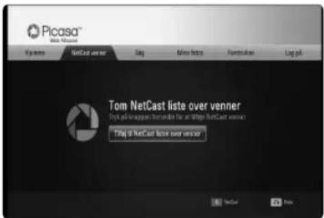 Picasa™ Web browser My name NetCast server Tag Copy format Paste/Real Log job Tom NetCast liste over venner This is the NetCast list over venner Tilg of NetCast list over venner NetCast