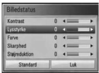 Billedstatus Kontrast 0 Lysstyrke 0 Farve 0 Skarphed 0 Støjreduktion 0 Standard Luk