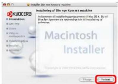 Installer Din mye Kyocera maskine KYOCEBA 0 Introduktion ● Lamining ● Umsing ● Vorg en multisystem ● Installeringtype ● Installer ● AI/Adobe Installing af Din mye Kyocera maskine Velkommen til Installeringprogrammet til Mac OS X. Du vil blive fort igernem de nødvendige trin til installinging af software. Macintosh Installer Copyright © 2008 KYOCEBA MOTA Installation 100% Package Format