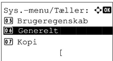 Sys.-menu/Tæller: ◆ OK 0.5 Brugeregenskab 0.6 Generelt 0.7 Kopi [