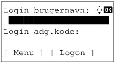 Login brugernavn: OK Login adg.kode: [ Menu ] [ Logon ]