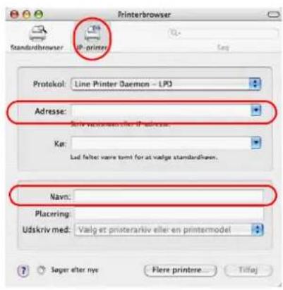Printerbrowser Standardbrowser IP-printer Seq Protocol: Line Printer Daemon - LP3 Adresse: Navr vortamer for IP software Kat: Lud felter vaire taumt for at valge standardhass. Navn: Placering: Udskriv med: Valg et printerarkiv eller en printermodel Sager efter nys Here printere... Tillej