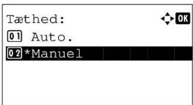 Tæthed: 01 Auto. 02 *Manuel