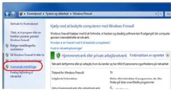 Kontrolpanel System og sikkerhed Windows Firewall Startsde for Kontrolpanel Tled, at et program eller en function poutere genem Windows Firewall Rodger installinger for medallator S5 Windows Firewall til eller ha Dinser er for endverkretet Anancerek intellloger Fretlag Inflinding af networket Hjelp med at beskytte computeren med Windows Firewall Windows firewall hjelper med til at forhindre, it hacken og skadlig software kan fi agangtil din computer gennem utrenettil eller at network. Hvordan er en firewall med til at beskilde computeren? Had er networkuplicering! Hjemmenetverk eller private arbejtsnetverk Forbindelsen er oprettet Network dehjemme eller på arbejde, hvor du vender og har tillid til personerne og enhedene på networket Tlåndar for Windows Firewall Ingljendt forbindelsen Bikken after forbindelsen til programme, der ikke findes på listen overländte programmer