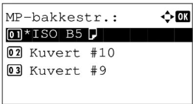 MP-bakkestr.: 01 *ISO B5 02 Kuvert #10 03 Kuvert #9