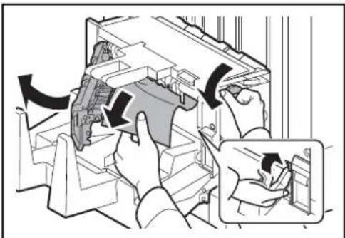 Diagram illustrating a mechanical assembly process with labeled components and directional arrows indicating motion or movement.