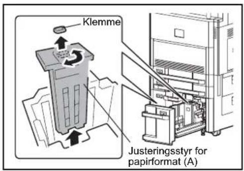 Klemme Justeringsstyr for papirformat (A)