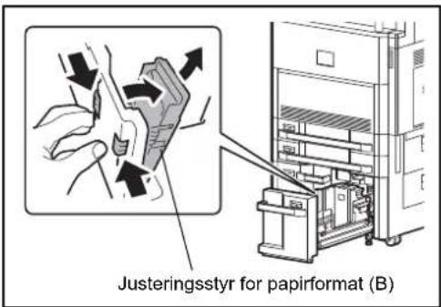 Justeringsstyr for papirformat (B)
