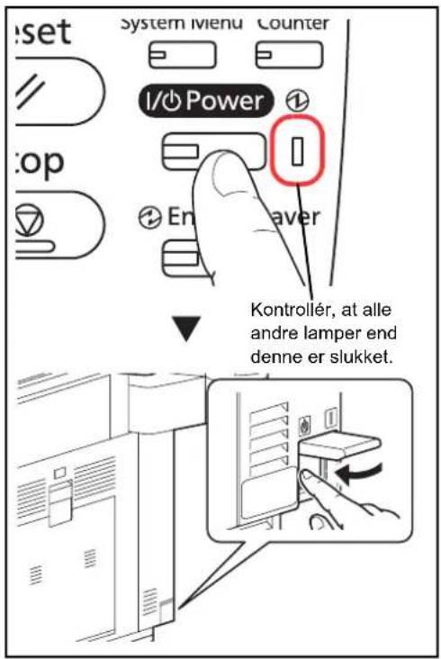 set System menu Counter I/O Power ① op ② Enaver Kontrollér, at alle andre lamper end denne er slukket.