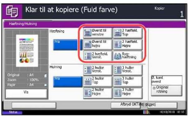 Klar til at kopiere (Fuld farve) Kopier 1 Hæftning/Hulning Hæftning Øverst til venstre 2 hæftekl. Top Fra Øverst til højre 2 hæftekl. Højre 2 hæftekl. Venst. Ryg-hæftning Original : A4 Zoom : 100% Papir : A4 Vis Hulning 2 huller Venst. 3 huller Venst. Fra 2 huller Top 3 huller Top 2 huller Højre 3 huller Højre Ø, kant overt Original rotning Afbryd OKTilfej ogvej Status: 10/10/2018 10:10