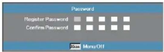 Password Register Password Confirm Password Menu Off