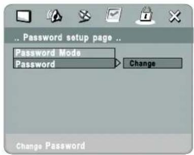 Password setup page Password Mode Password Change Change Password