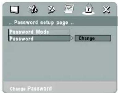 Password setup page Password Mode Password Change Change Password