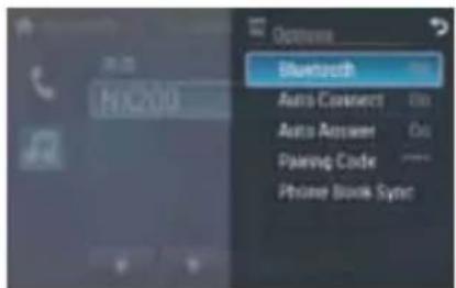 N/A200 Options Bluetooth Auto Connect Auto Answer Pairing Code Phone Book Sync