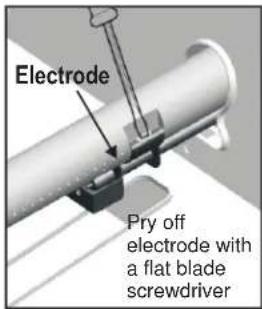 Electrode Pry off electrode with a flat blade screwdriver