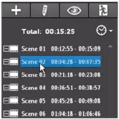 Total: 00:15:25 Scene 01 00:12:55 - 00:15:09 Scene 02 00:04:28 - 00:07:35 Scene 03 00:21:18 - 00:23:08 Scene 04 00:36:51 - 00:38:57 Scene 05 00:45:28 - 00:49:08 Scene 06 01:04:18 - 01:06:46