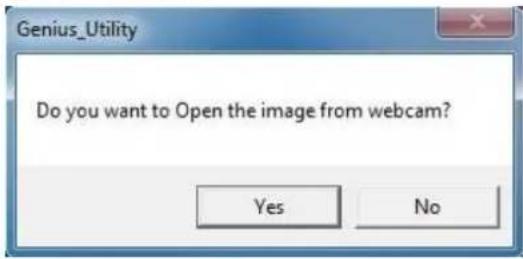 Do you want to Open the image from webcam? Yes No