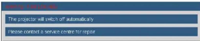 entry local The projector will switch off automatically Please contact a service centre for repair