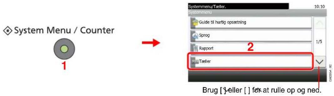 System Menu / Counter 1 Systemmenu/Tæller. 10:10 Systemmenu Guide til hurtig opsætning Sprog 1/5 Rapport 2 Tæller Brug [] Yeller [] for at rulle op og ned.