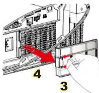Diagram showing a computer interface with labeled components and directional arrows indicating movement or process.