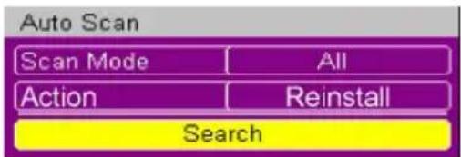 Auto Scan Scan Mode All Action Reinstall Search