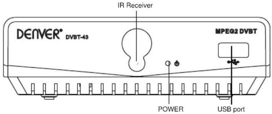 DENVER® DVBT-43 IR Receiver MPEG2 DVBT POWER USB port