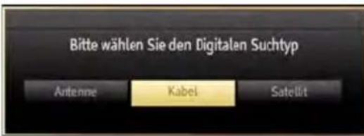 Bitte wählen Sie den Digitalen Suchtyp Antenne Kabel Satellüt