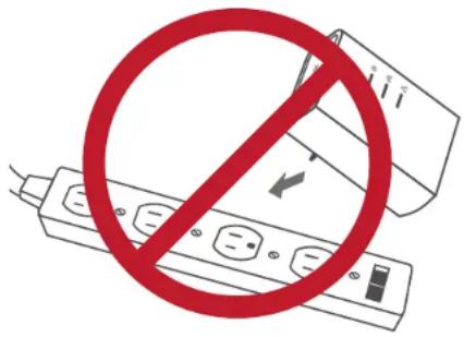 Prohibition symbol with crossed-out electrical socket and circuit board, indicating no protection or disapproval