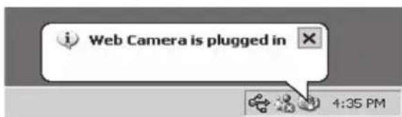 Web Camera is plugged in 4:35 PM