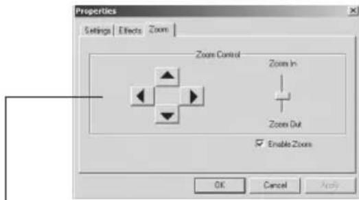 Properties Settings | Effects | Zoom | Zoom Control Zoom In Zoom Out Enable Zoom OK Cancel Apply