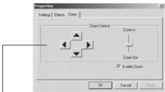 Properties Settings | Effects | Zoom | Zoom Control Zoom In Zoom Out Enable Zoom OK Cancel Apply